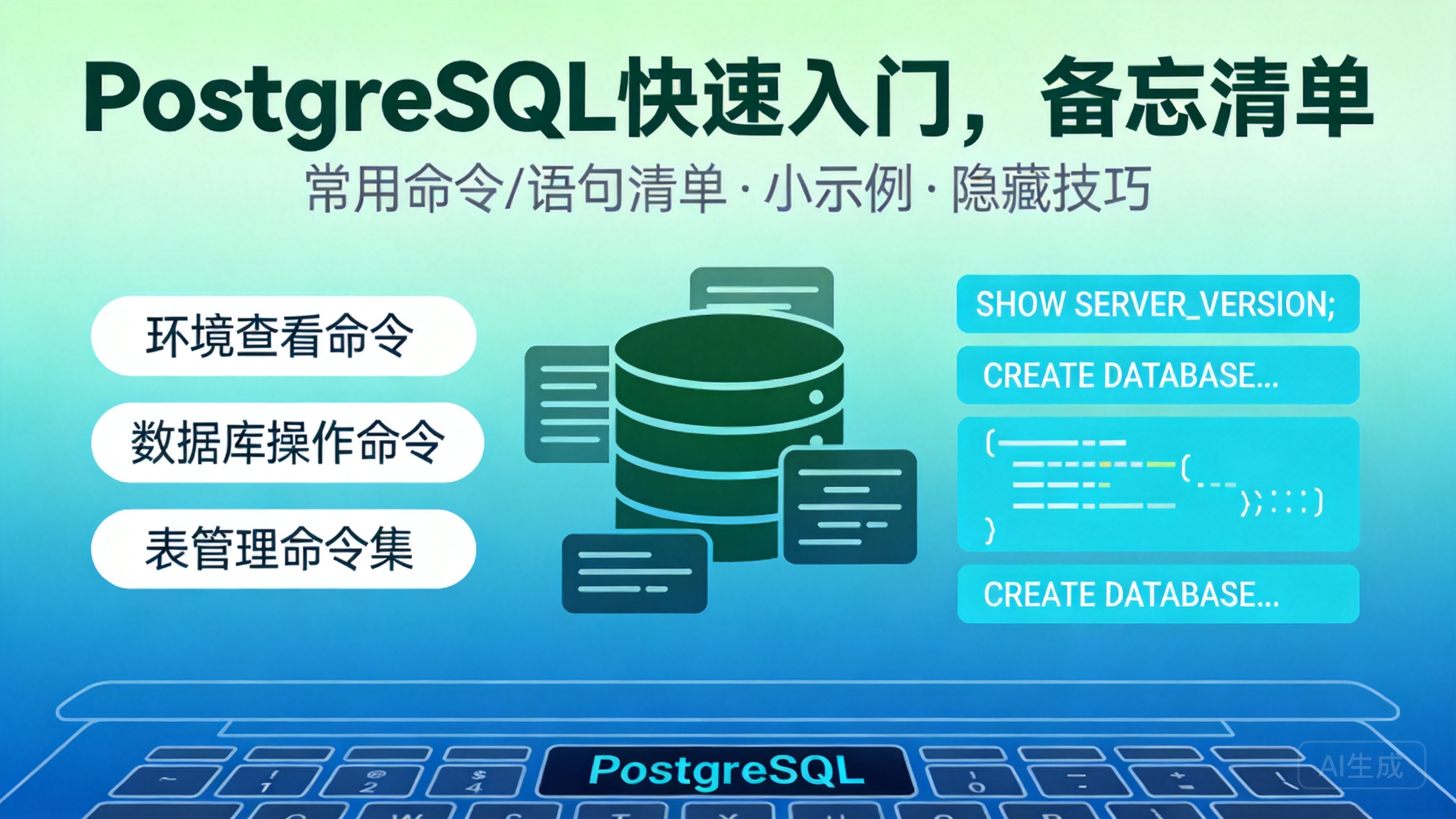 PostgreSQL 快速入门，备忘清单  